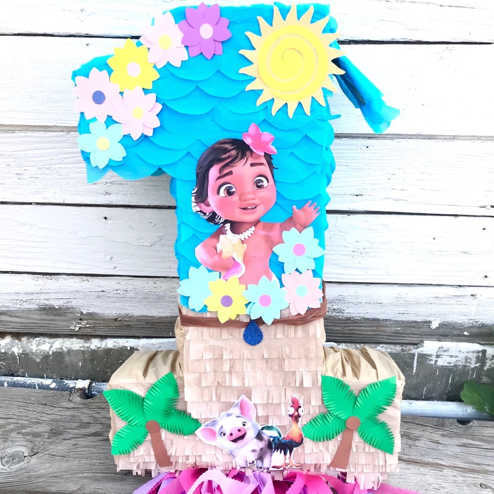 Handmade Moana Number One Piñata (available numbers 1-9)